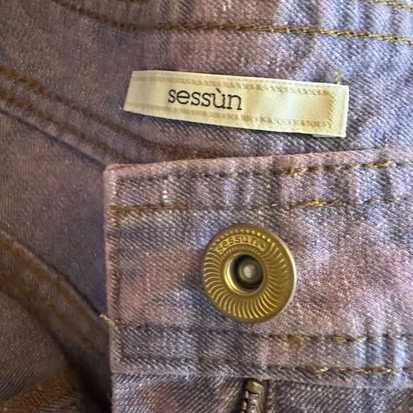 NWOT Sessun Captino Pink Purple Wash Denim Bermuda Shorts Size FR42 US10 - Picture 8 of 9